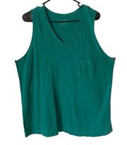 Pre Owned Women’s Time and Tru Tank Top Pocket Green Sz XXL Casual Vacay