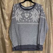 PINK Victorias Secret Gray White Snowflake Holiday Sweater, Oversized Small