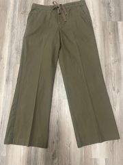 draw string Pants army green, wide leg,  size 6 inseam measures 28