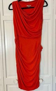 Bordeaux la orange draped fitted ruched dress size small