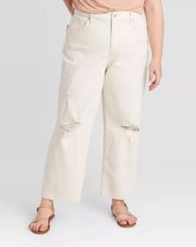 Universal Thread High Rise Vintage Straight Crop Jeans in Off White