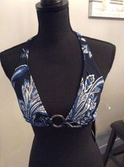 New NWT Lauren Ralph Lauren Size 10 Navy Bling Bikini Top Swim