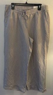 Lane Bryant Wide Leg Linen Blend Pants Plus Size 14/16 Beige Lagenlook NEW