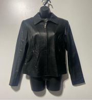 Harley Davidson Black Leather Jacket Swarovski Crystal Gems Size Medium