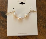 Panacea Gold Paperclip Chain Pearl Bracelet