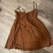 Princess Polly Brown  mini dress empress of love ruffle hem tie top