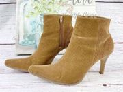 Splash  Ankle Boots Corduroy Heeled Caramel Tan 6.5 Pointed Toe