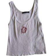 Brandy Melville White tank top with devil graphic