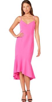 NWT  ‘Lisandra’ Pink Shock Magenta Ruffle Midi Dress- Size 6