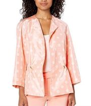 Anne Klein Jacket Large Pink Polkadot Blazer Open Coat Business Office Casual