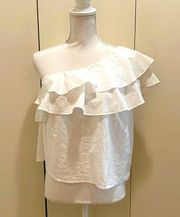 Mi ami White off the shoulder ruffle blouse size L #110