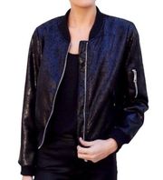 TCEC Snake Print Pocketed Full Zipper Soft Textured Moto Jacket Black Sz S