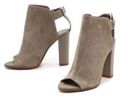 Vince Addison Peep-Toe Suede Bootie Boots Grey Size 10