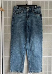 Acid wash Low rise baggy Dad jeans straight leg size 11 30W light medium wash