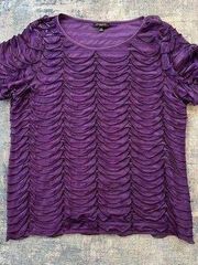 NWT! Notations Purple Ruffle Short Sleeve Blouse 2X