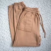 Abercrombie Fitch Soft AF Womens Joggers Large Tan Light Brown Cream