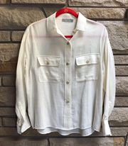 Vince Utility Shirt Pockets Button Up Cream White NWT $285 XS