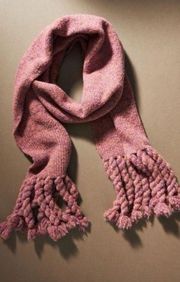 Anthropologie BRAIDED FRINGE SCARF chunky fringe purple mauve pink