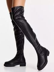 ASOS Design Kally Flat Over The Knee Studded Boots