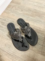 NEW Kelly & Kate black flowers jelly sandals size 7