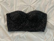 black sparkles sequence crop top bustier