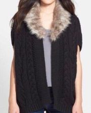 Nordstrom Oversized Chunky Knit Faux Fur Open Cardigan Sweater