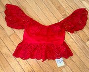 Red Lace Crop Top