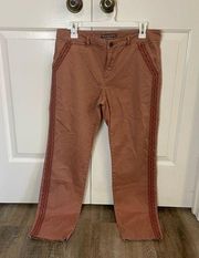 Garnet Hill Blush Rose Embroidered Pants Size 8