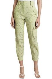 Derek Lam 10 Crosby Green Eyelet Mila Utility Pant Ankle Size 2 New