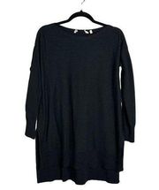 Soft Surroundings Black Tunic Sweater Split Hem Scoop Neck High Low Oversized XS