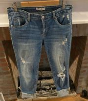 Hammer Jeans Cropped/Rolled Factory Distressed size 9 Medium Wash