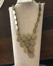 Vintage Lucky Brand Hammered Brasstone Articulated Necklace