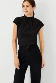Shimmer Pleated Mock neck Top