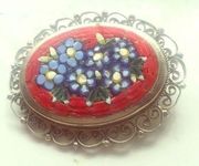 Vintage Italian floral mosaic. Miniature art piece