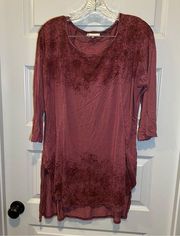 Gilded Intent Mauve Pink Scoop Neck Elbow Sleeve Blouse size L