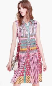 DVF • Nieves Dress silk Zen Scarf Print button front floral shirtdress pink