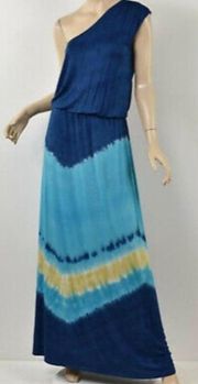 Sunday in Brooklyn Maxi Dress S Jersey Tie Dye One Shoulder