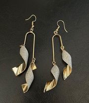 Rare New Badgley Mischka interesting Earrings Gold & Silver