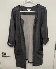 Grey Open Front Cardigan