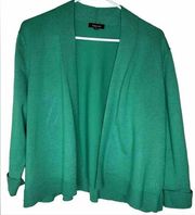 Verve Ami Women's Size 1X Open Cardigan Kelly Green 3/4 Sleeves Spring Career