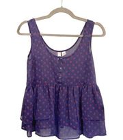 Route 66 Blue Sheer Floral Sleeveless Blouse Sz M