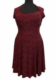 Norma Kamali XL LG Black Red Casual Jersey Animal Print Dress