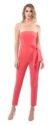 BLACK HALO • Harbor Jumpsuit strapless Grenadine coral peach tie waist