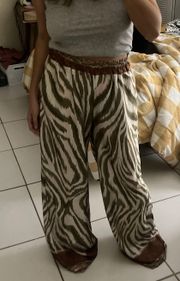 Steps NYC Zebra Satin Wide Leg Pants 