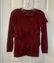 NWT Joe Boxer Maroon/Red Lace Accent Top size Small