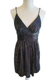 BCB Generation Mini Dress Women's Size 2 Metallic Black V-Neck Sleeveless