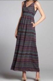 Phoebe Couture Aztec Printed Chiffon Maxi Dress