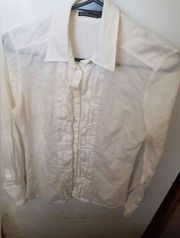 CLUB Monaco white long sleeve shirt size small petite pleated front