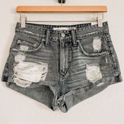 Lovers + Friends Jack High Rise Denim Shorts with Distressing. Size 26