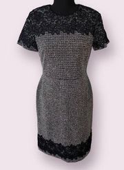 KARL LAGERFELD PARIS Tweed Lace-Trim Dress Women's Size 4